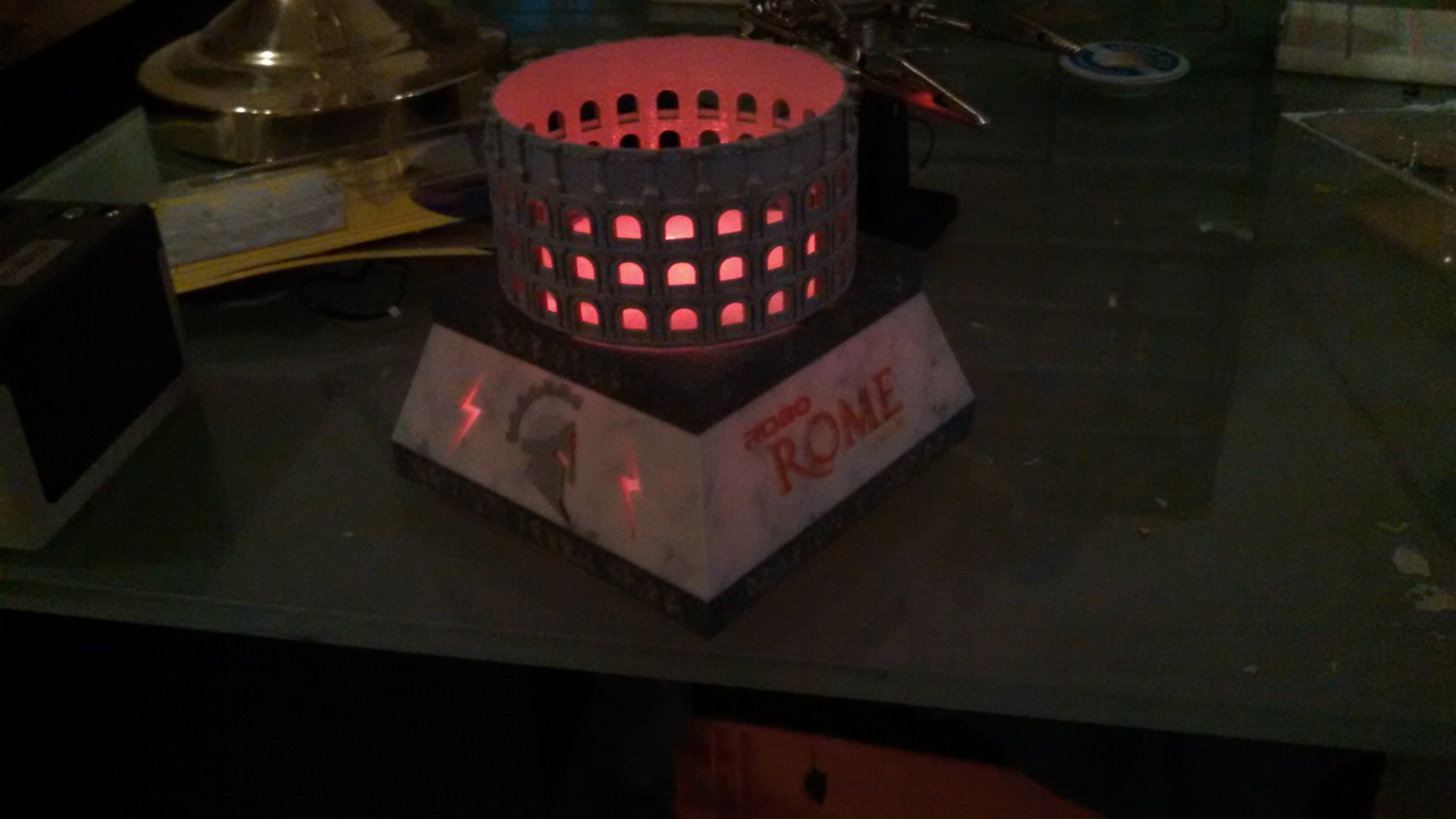 Team working on robot construction and testing